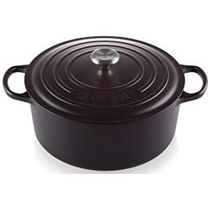 Le Creuset Signature Stoofpan van geëmailleerd gietijzer met deksel, Ø 30 cm, rond, 8,4 liter, 7,165 kg, mat zwart, 21177300000430