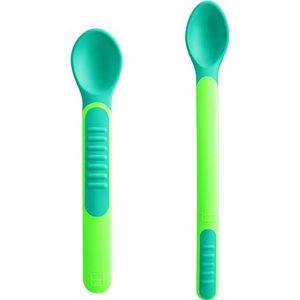 Mam Heat Sensitive Spoons & Cover, Bestek, kleurverandering, met warmte, groen