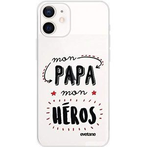 Evetane Beschermhoes voor iPhone 12 Mini, zacht, silicone, robuust, dun, transparant, Mein Papa Mein Helden, trendy motief
