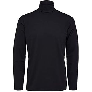Selected Homme Slhslim-Rory Ls Roll Neck Tee Noos T-shirt met lange mouwen, zwart, S, zwart.