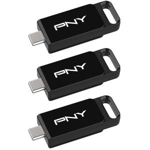 PNY Elite™ Type-C® USB 3.2 sticks 128 GB, tot 120 MB/s lezen en tot 10 keer sneller schrijven dan USB 2.0, Type-C-aansluiting, betrouwbaar, duurzaam en draagbaar ontwerp, 3 stuks