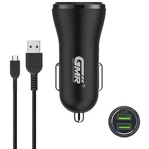VoltShine Chargeur de voiture 2 ports USB 2,4 A Type C, 1 m, PVC, pour charger les appareils mobiles pendant les voyages.