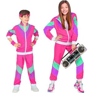 W WIDMANN MILANO Party Fashion - Kinderkostuum - jaren 80 roze trainingspak - Joggingpak - Badpak - Carnavalskostuum