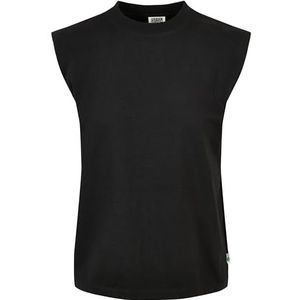 Urban Classics Dames T-shirt van biologisch katoen | bovendeel dames | schoudervulling | organic heavy padded shoulder | 4 kleuren | XS tot 5XL, zwart.