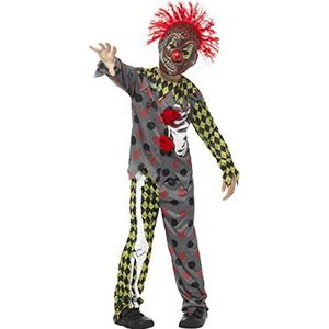 Smiffys Gekk clown-kostuum Deluxe meerkleurig met bovendeel broek en masker van EVA