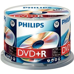 Philips Witte DVD+R (4,7 GB data/video 120 minuten, 16 x snelle opname, pin 50)