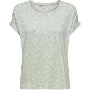 ONLY Onlmoster S/S T-shirt voor dames, ronde hals, Subtle Green/Aop: Emma Mono Flower