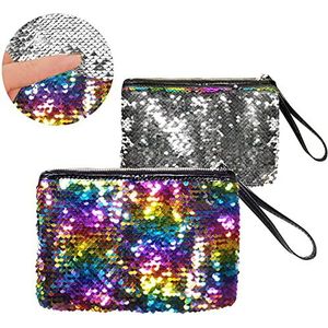 Boland 36008 pailletten handtas grootte 14x20 cm omkeerbare pailletten tas accessoires kostuum carnaval themafeest disco