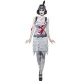 Halloween Smiffys zombiejurk met jurk en hoofdband, grijs
