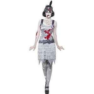 Halloween Smiffys zombiejurk met jurk en hoofdband, grijs