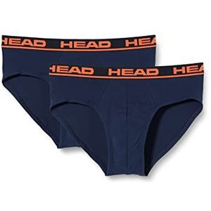HEAD Boxershorts voor heren, basic dubbelpak, Peacoat/Oranje