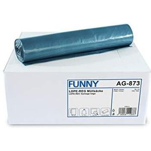 Funny LDPE-Regenerat vuilniszakken, blauw, 120 liter, type 100, per stuk verpakt (1 x 150 stuks)