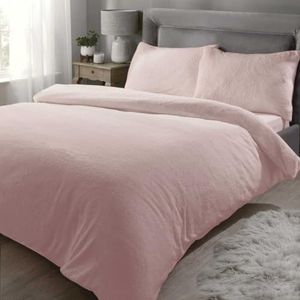 Rapport Teddy Bear Luxe Super Zacht Warm Quilt Dekbedovertrek Bed Set, Polyester, Roze, Dubbel