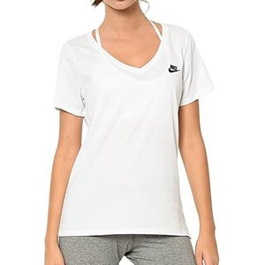 Nike sportshirt dames v-hals, Wit/Zwart