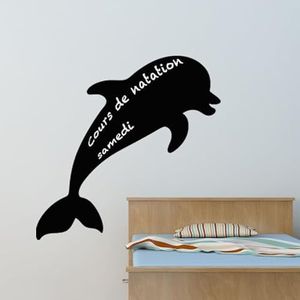 Ambiance Sticker Ardoise Tableau Noir - Stickers Muraux Adhésif Effaçable - Silhouette Dauphin - H100 x L100 cm