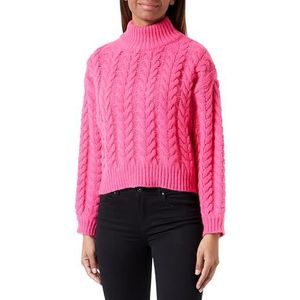 myMo Pull tricoté pour femme avec col roulé en polyester rose Taille M/L, Rose, M