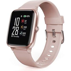 Hama Fit Watch 5910 waterdichte smartwatch met IP68-bescherming en geïntegreerde GPS (6 dagen batterijduur, stappenteller, hartslagmeting en calorieverbruiken), roze