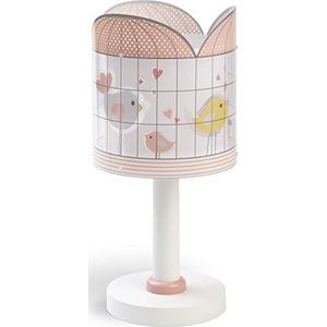 Dalber Kleine tafellamp voor kinderen, 40 W, motief vogels, roze