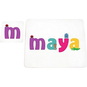 Little Helper Maya-Coastand-15DE Gepersonaliseerde Placemat met hoogglans afwerking, Maya, 2 stuks