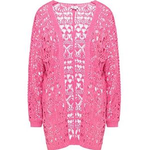 aleva Veste en crochet pour femme, rose, M-L