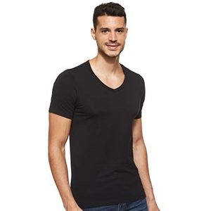 JACK & JONES Heren T-shirt JJEBasic V-hals T-shirt heren, wit, zwart (zwart), L