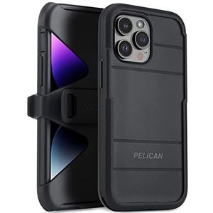 Pelican Voyager beschermhoes voor iPhone 14 Pro Max 6,7 inch - MagSafe-compatibel, standaard, waterdicht, schokbestendig, riemclip - zwart