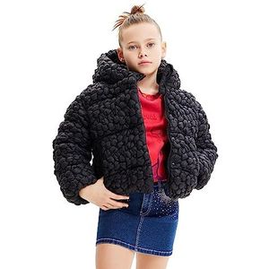 Desigual Chaq_Aurore Girl Woven Padded Short Overcoat pour fille, Noir, 8 ans