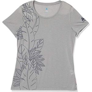 Odlo Concord Element T-shirt voor dames, korte mouw, Grijs gemêleerd - SS20 bloemenblad-print