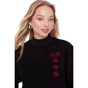Trendyol Dames Gebreid Sweatshirt Standaard Opstaande Kraag Zwart M, zwart.