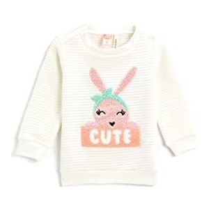 Koton Rabbit Printed Sweatshirt Crew Neck Maillot de survêtement Bébé Fille, Ecru (010), 12/18 moiss