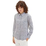 TOM TAILOR Blouse met patroon en omslagmouwen damesblouse met patroon en omslagmouwen voor dames (1 stuk), 33766-grijs bloemdessin