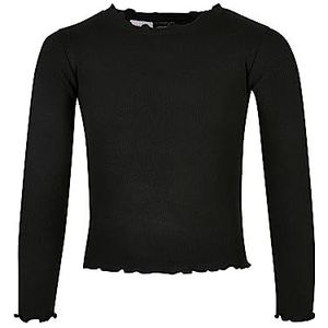 Urban Classics Meisjes shirt met lange mouwen slim fit met golvende zoom in 3 kleuren maten 110/116-158/164, zwart.