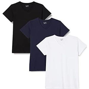 berydale Bd158 T-shirt voor dames (3 stuks), wit/donkerblauw/zwart - 3