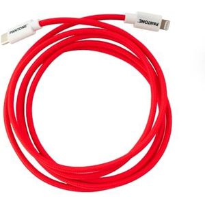 Celly, USB-C naar Lightning-kabel, compatibel met Apple-apparaten en iOS-systemen, lengte 1,5 m, vermogen 60 W, PVC-aansluitingen en nylon ommanteling, rood
