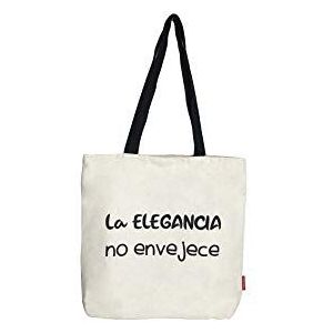 Hello-Bags. Totebag buitenmateriaal: 100% katoen met ritssluiting, voering en binnenzak. Met mooie envelop. Model LAELEGANCIA. Kleur: ecru. Afmetingen: 37 x 38 cm, ECRU, 38 cm, Stoffen en strandtas