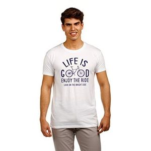 THE TIME OF BOCHA T-shirt met korte mouwen voor heren, 100% katoen, Wit.
