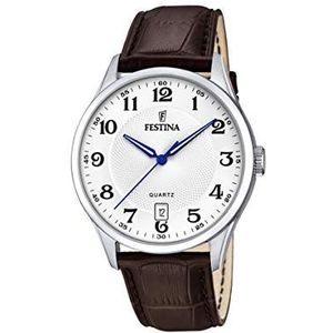 Festina Heren analoog kwarts horloge met leren band F20426/1, bruin, armband, Bruin, Armband