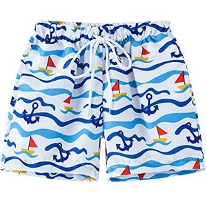 Little Hand Strandzwemshorts voor jongens, boardshorts voor jongens, Wit 1