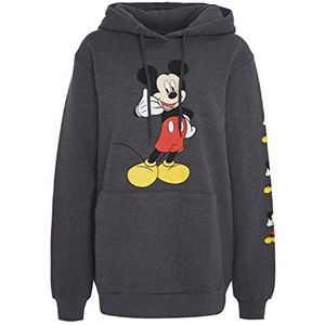 Recovered S dames hoodie Mickey Mouse grijs antraciet bont S, Meerkleurig
