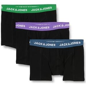 JACK & JONES Jacsolid Trunks Boxershorts voor heren, 3 stuks, zwart/verpakking: wb kleur - Green Bee - Ensign Blue - Deep Lavender