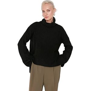 Trendyol Effen oversized trui met rolkraag voor dames (1 stuk), zwart.