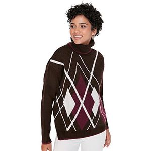 Trendyol Trendyol Dames basic geweven trui ronde hals sweater dames (1 stuk), Bruin
