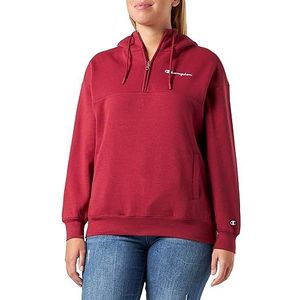 Champion Legacy American Classics W - Light Powerblend Fleece Oversized Half Zip Sweatshirt met capuchon voor dames, Rood Tbr