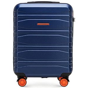 WITTCHEN Adventure Line Moderne koffer van polycarbonaat met horizontale strepen, TSA-slot, Donkerblauw, Modern