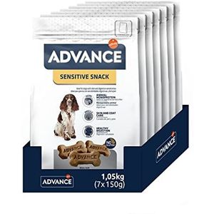 ADVANCE Snacks – Sensitive Snack voor honden met spijsverteringsgevoeligheid en cutanted – verpakking van 7 x 150 g – 1050 g