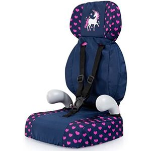 Bayer Design 67554AA autostoel voor poppen met riem, poppenaccessoires, modern, blauw, roze, eenhoorn