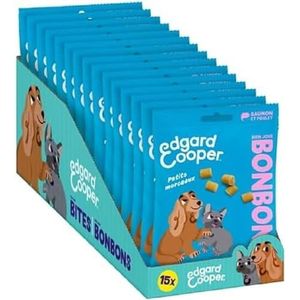 Edgard & Cooper Snoepjes voor honden, kleine natuurlijke snoepjes, volwassen honden, zonder keramiek, zak van 50 g x 15, zalm en kip