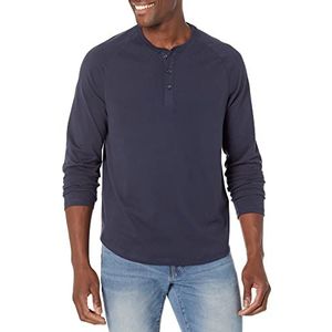 Amazon Essentials Henley shirt met lange mouwen voor heren, klassieke pasvorm (verkrijgbaar in grote maat), marineblauw, S