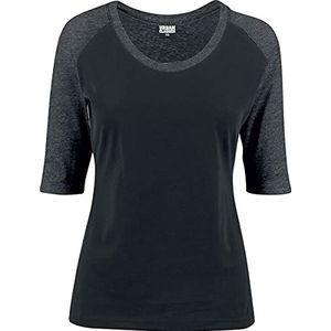 Urban Classics Dames 3/4 Contrast Raglan Tee Dames T-shirt (2 stuks), zwart/houtskool