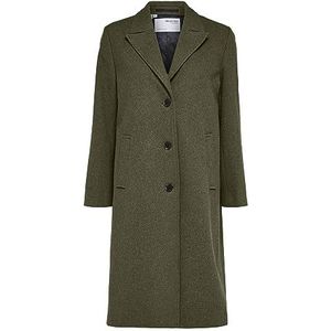 SELECTED FEMME Slfalma Wool Coat Noos Lange damesjas, Klimopgroen - Details: mix